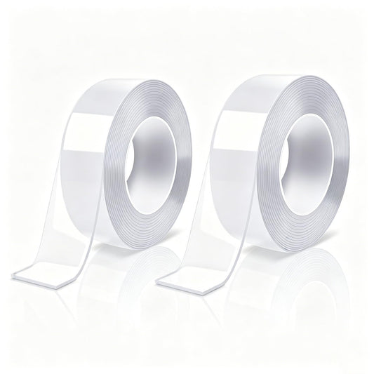 Double Sided Tape Heavy Duty, Nano Tape, Double Sided Mounting Tape, Clear Adhesive Tape for Hanging Picture, Poster, Carpet, Photo Deco, 2 Rolls, 16.5 Feet Per Roll