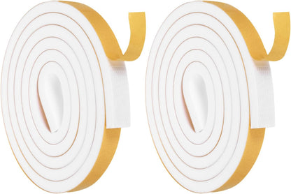 MECCANIXITY Weather Door Seal Strip Tape, Door Insulation Stripping Single Side Strong Self Adhesive Foam Tape Gap Filler for Door, Window, 1/4 Inch x 1/16 Inch x 32 Feet White 2 Pack