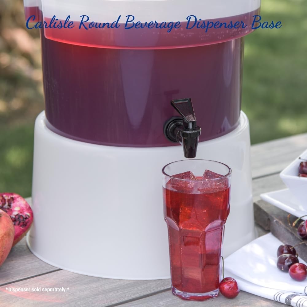 Carlisle FoodService Products Round Beverage Dispenser, Durable Drink Dispenser with Spigot and Sturdy Base for Catering, Events, and Parties, Plastic, 5 Gallons, Black