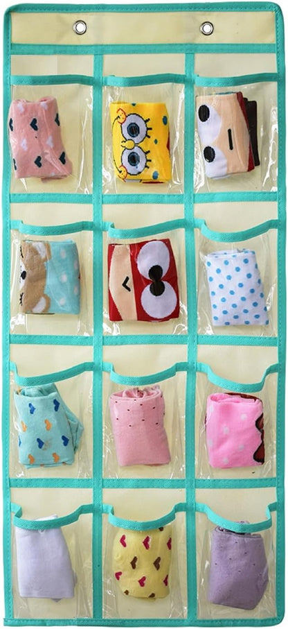 Classroom Pocket Chart For Cell Phones Calculators Over The Door Hanging Closet Underwear Sock Jewelry Organizer Holder 12 Clear Pockets (PURPLE)