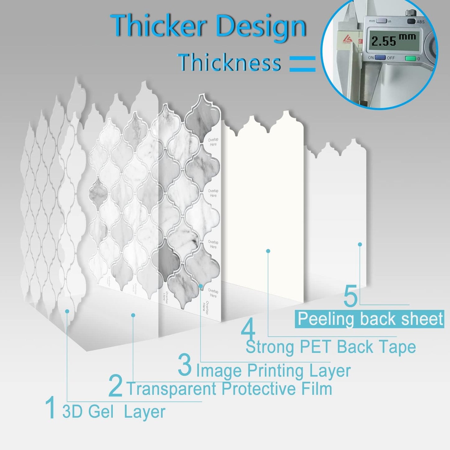 Arabesque Peel and Stick Backsplash for Kitchen, Thicker Design 3D Self Adhesive Wall Tiles, 12"x12" Peel and Stick Wall Tiles, Dark Grey 10-Sheet Stick on Tiles for Kitchen and Bathroom.