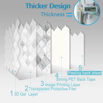 Arabesque Peel and Stick Backsplash for Kitchen, Thicker Design 3D Self Adhesive Wall Tiles, 12"x12" Peel and Stick Wall Tiles, Dark Grey 10-Sheet Stick on Tiles for Kitchen and Bathroom.