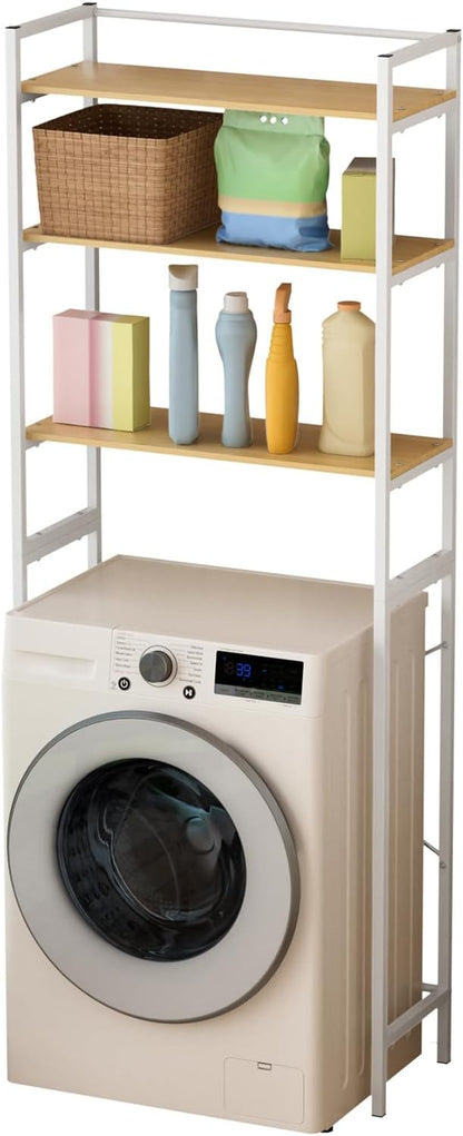 Medium Over Washer and Dryer Shelves,Washing Machine Storage Utility Rack,3-Tiers Bathroom Storage Shelf,Laundry Room Storage and Organizer Standing Shelf White