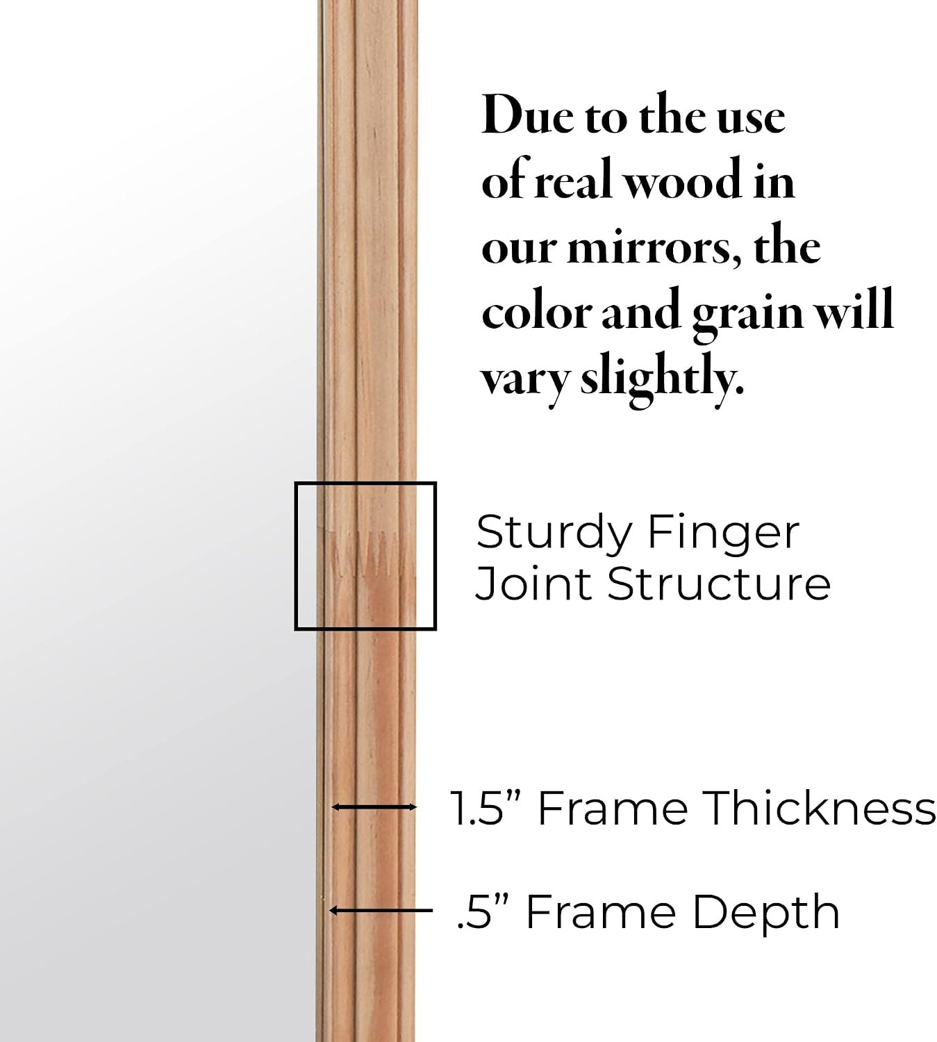 WallBeyond Full Length Mirror Wall Mounted 65"x22", Rustic Wooden Frame Floor Mirror, Large Full Body Mirror for Bedroom, Leaning or Hanging Against Wall, Natural