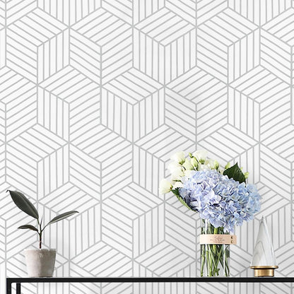 CiCiwind Wallpaper Peel and Stick Modern White and Gold Contact Paper Peel and Stick Geometric Removable Self Adhesive Wall Paper for Bedroom Renter Friendly Papel Tapiz para Pared 15.7"x118"