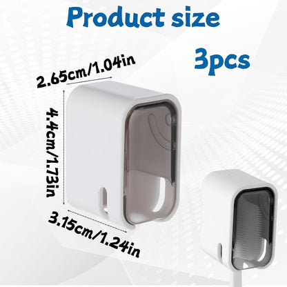 3PCS Toothbrush Holders Wall Mounted, Toothbrush Holders for Bathrooms with Cover, Self-Adhesive, Space-Saving, Waterproof, Quick Drying, Detachable for Easy Cleaning
