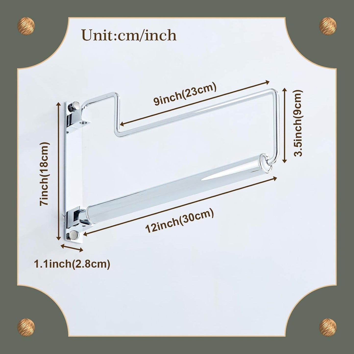 NEWRAIN Folding Wall Mounted Clothes Hanger Rack Clothes Hook Solid Brass with Swing Arm Holder Clothing Hanging System Closet Storage Organizer Heavy Duty Drying Rack Wall Mount,Brushed Gold