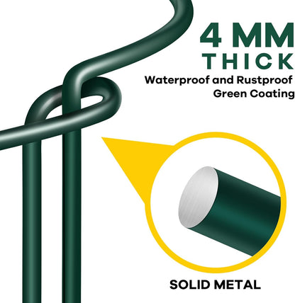 12 Pack Plant Support Stakes, 10" Wide x 24" High Half Round Metal Peony Cages and Support, Green Garden Plant Stake Plant Support Ring Border for Peony Tomato, Hydrangea, Flower Indoor Outdoor