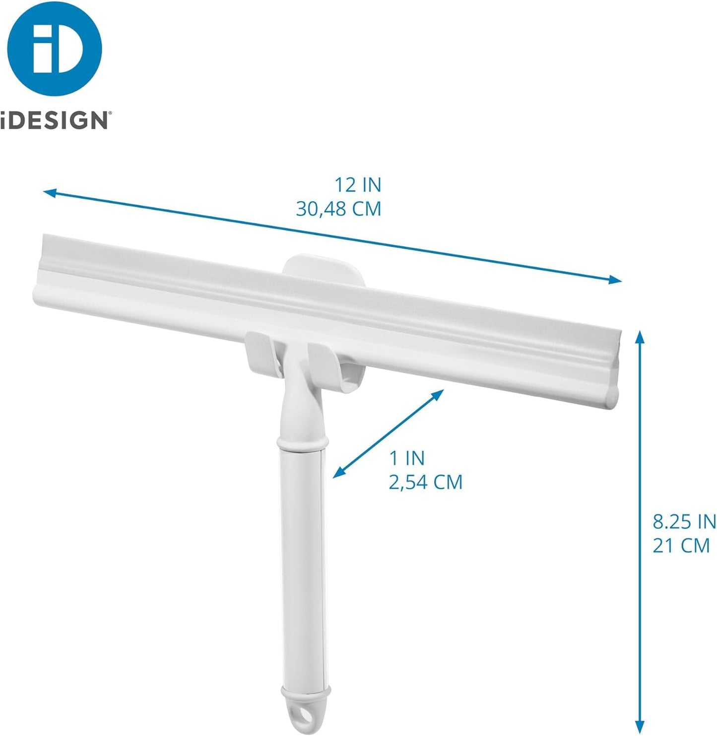 iDesign Shower Squeegee with Adhesive Hook - White