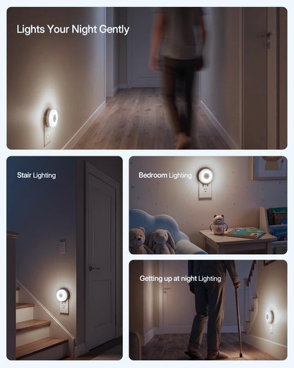 YELKO Motion Sensor Night Light - Plug-in 6000K Cool White Anti-Glare LED Nightlight, Ultra Bright Cozy Soft Glow Not Dazzling for Hallway, Stairs, Garage, Bedroom, Bathroom, Garage, Kitchen, 2 Pack