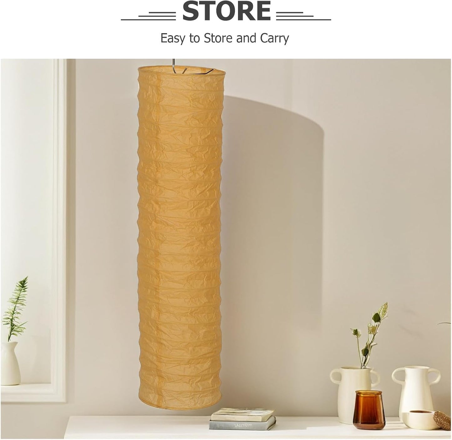 DECHOUS Rice Paper Floor Lamp Shade: Japanese Style Foldable Standing Lampshade Paper Light Cover Replacement For Living Room Bedroom, Black
