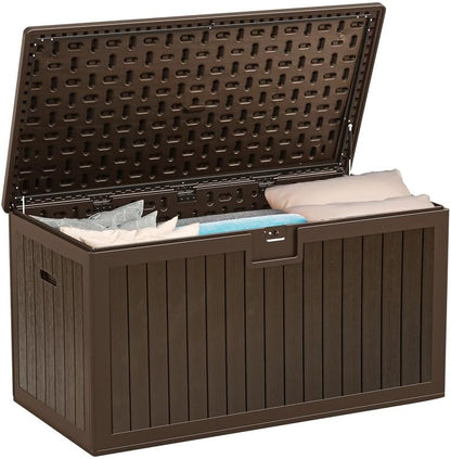YITAHOME 100 Gallon Large Outdoor Deck Box | Waterproof Resin Storage Box, Lockable Indoor Outdoor Storage Container for Patio Furniture Cushions, Pool Accessories