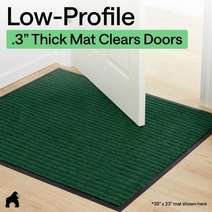 GORILLA GRIP Waterproof Traffic Guard Door Mat, Heavy Duty Entryway Mats, Strong Backing Commercial Utility Rugs for Office Hallway, Garage Floor and Home, Low Profile Carpet Runner, 29x17, Black