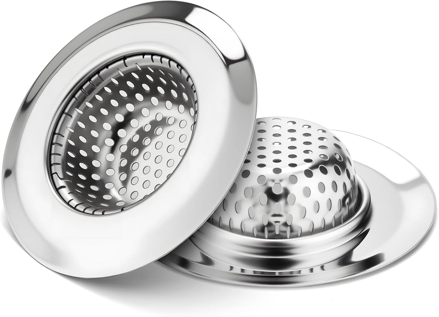 Bathtub Drain Strainer SANLESS Premium Stainless Steel Bathroom Sink Drain Strainer Filter Basket Hair Stopper for Wash Basin Bathtub Sink, 2.79 Inch (2PCS)
