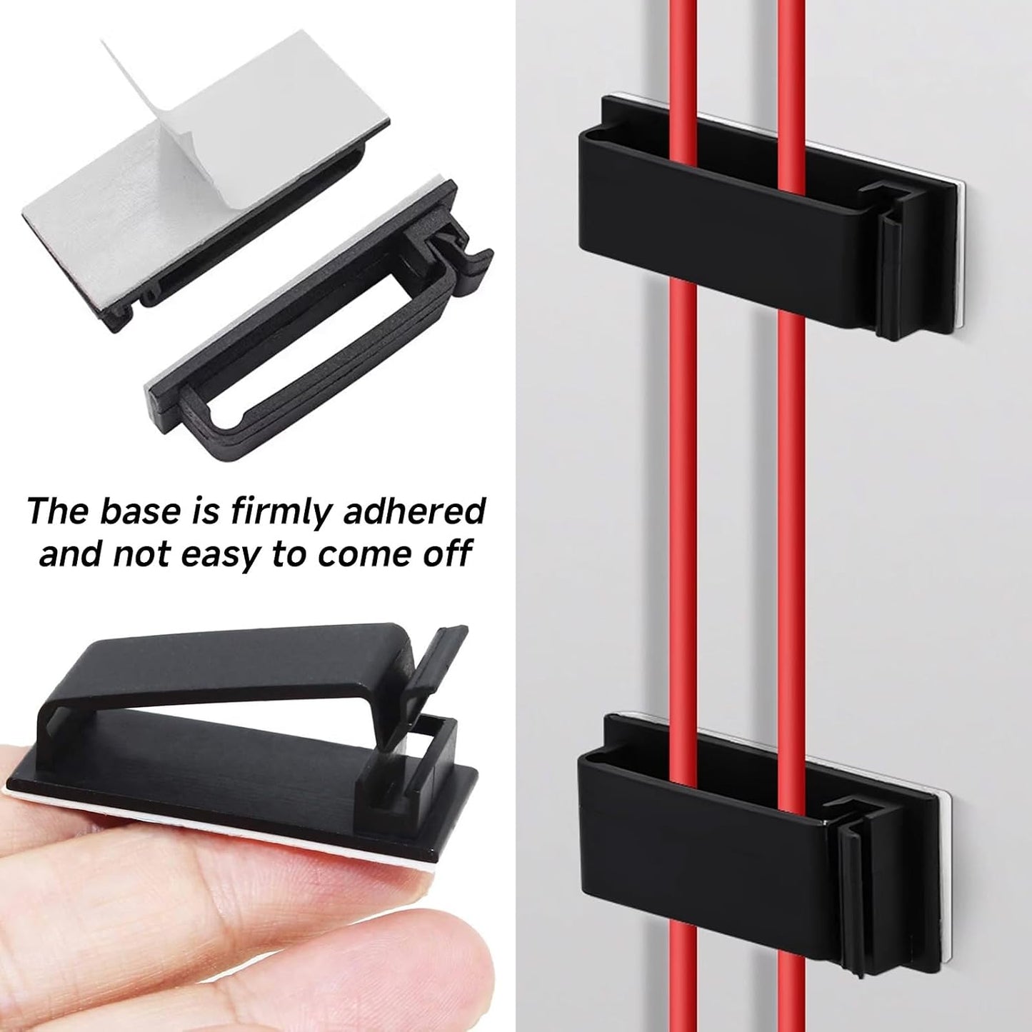 40 pcs Cable Clips with Strong Self-Adhesive, Outdoor Light Clips, White Cord Wire Clips, Nylon Cord Wall Finisher Wire Clamp for Home, Car, Office Desk Wire Management (White, XL-40 PCS)