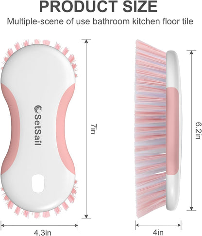 SetSail Scrub Brush, Heavy-Duty Scrub Brushes for Cleaning with Stiff Bristles Cleaning Brush for Shower, Bathroom, Carpet, Kitchen and Bathtub Scrubber - 2 Pack