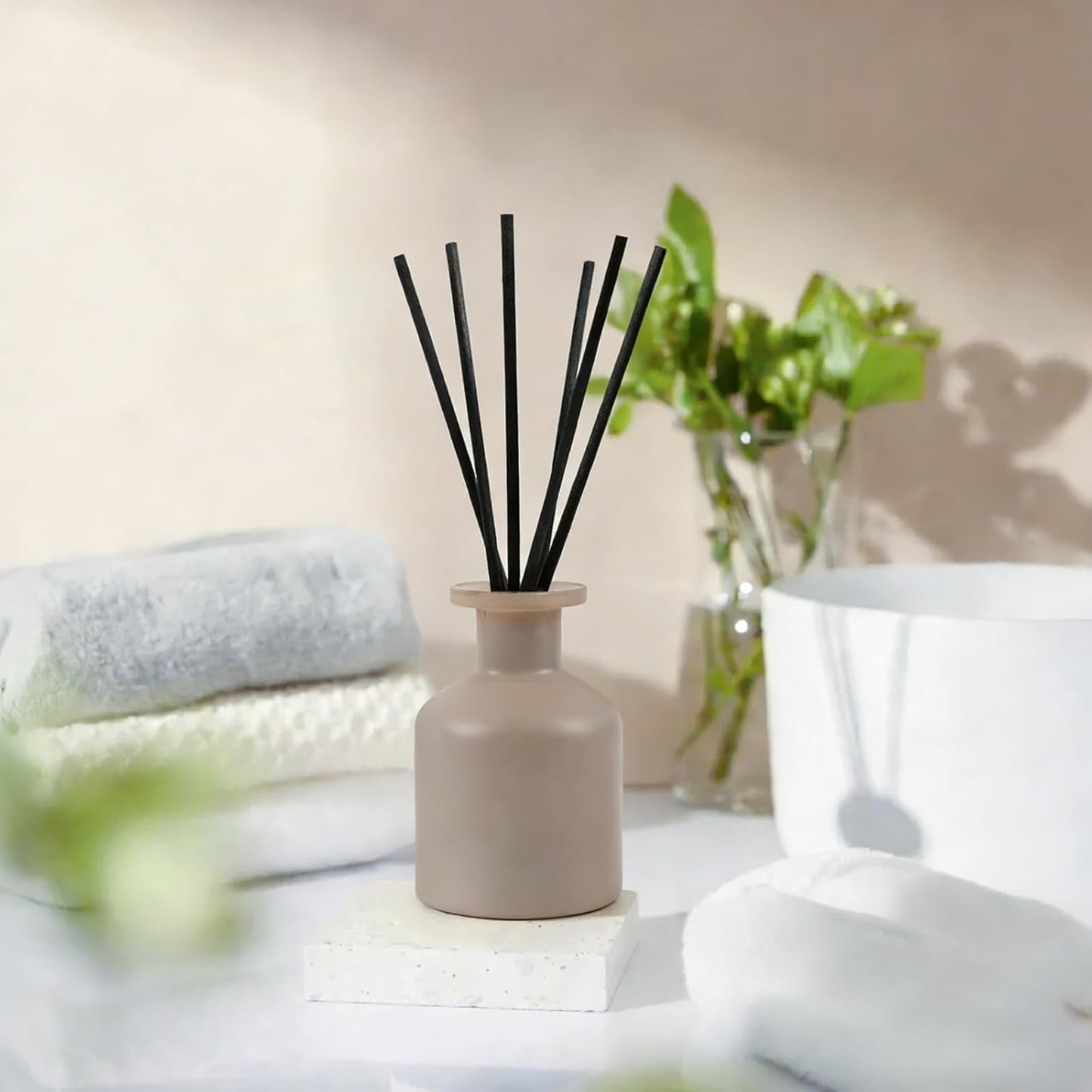 Reed Diffuser Set,Ocean Mist & Sea Salt Fragrance,100ml(3.38 fl.oz) with 6 Reed Sticks,Long-Lasting Oil Diffuser for Home,Office,Bathroom,Flame Free