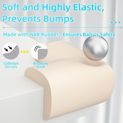 ZOMPAGO Baby Edge Protector Roll (6.56FT) & 8 Corner Guards - White Foam Furniture Corner Protectors - Baby Proof Corners and Edges for Table, Wall, Bed Frame - Baby Proofing Safety Bumpers