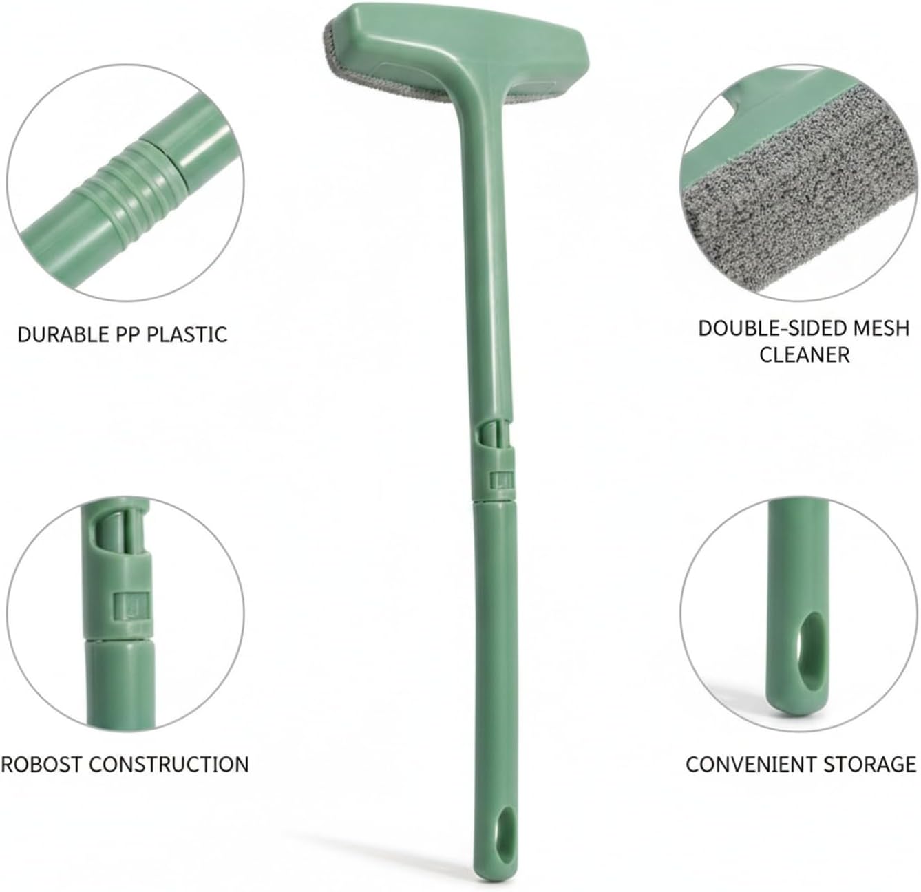 Living Room & Balcony Window Screen Cleaner, Double-Sided Mesh Brush with 13-Inch Handle, PP Plastic Tool for in-Place Cleaning (1 PC)