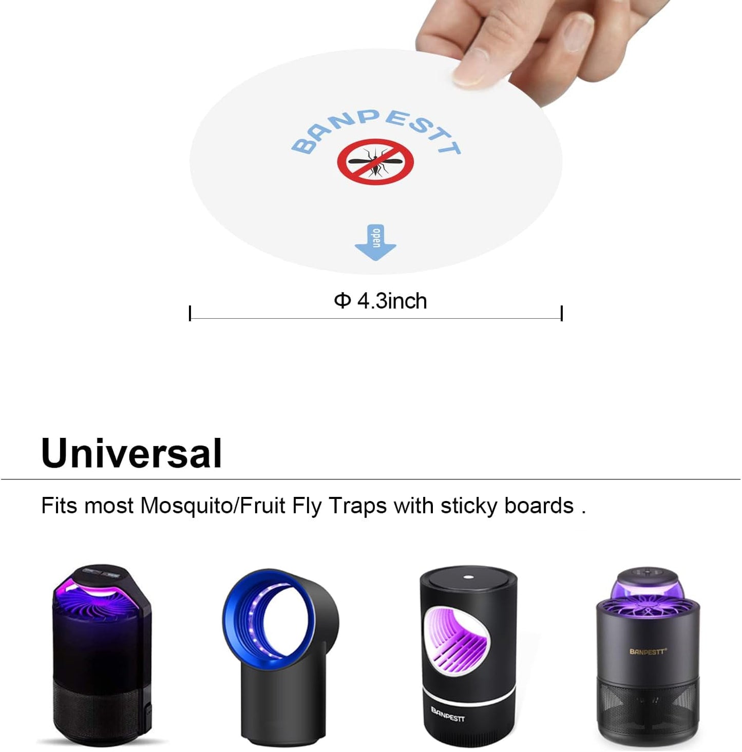 BANPESTT Automatic Insect Trap: Dusk-to-Dawn Sensor & Powerful Suction Quiet, Non-Zapper for Fruit Flies, Gnats, Mosquitoes | Includes 6 Glue Boards & UV Light (Black)