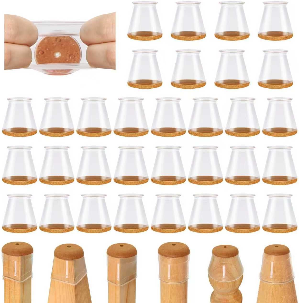 VIUME 24 Pcs Chair Leg Floor Protectors for Hardwood Floors Silicone Covers Felt Pads Furniture Leg Caps Anti-Scratch Reduce Noise Fit (1-5/16" to 2")
