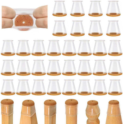 VIUME 24 Pcs Chair Leg Floor Protectors for Hardwood Floors Silicone Covers Felt Pads Furniture Leg Caps Anti-Scratch Reduce Noise Fit (1-5/16" to 2")
