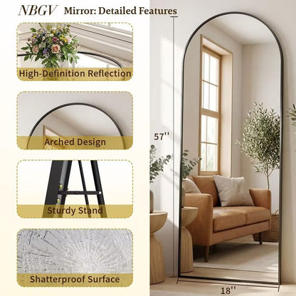59"x16" Floor Mirror Full Length, Arched Full Length Mirror with Stand, Full Body Mirrors for Bedroom Living Room or Cloakroom Gold