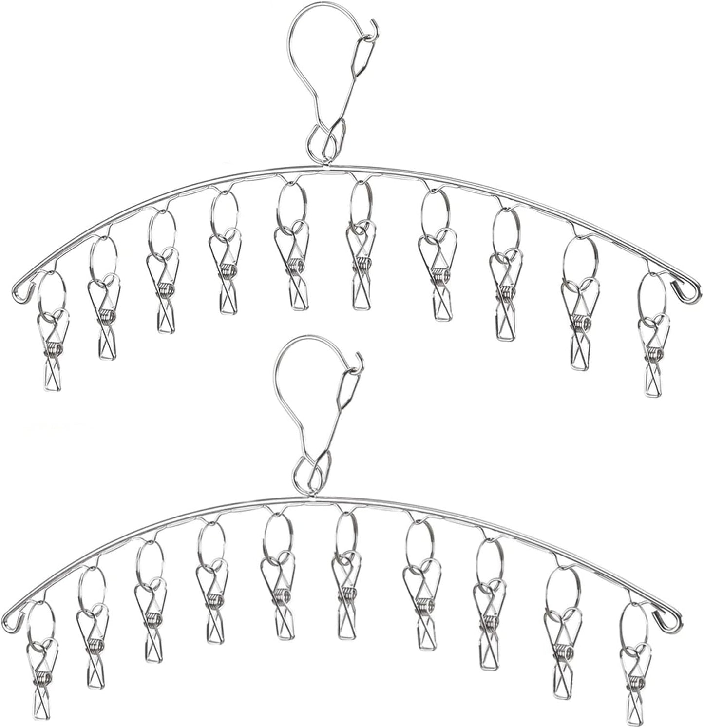 DurReus Reusable Stainless steel Drying Rack Laundry Drip Hanger 8 Clips Closet Organizer for Hanging Lingerie,Underwear,Clothes Disapers,Mitten,Socks,Hats,Bras,Skirts,Scaf