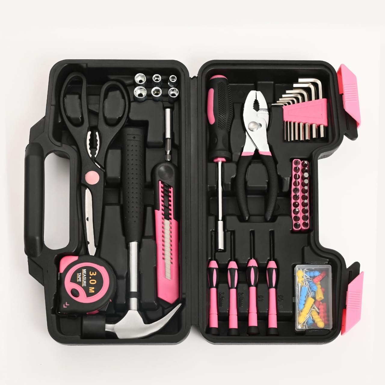 HANGYING 39-Piece Basic Household Tool Set with Toolbox Storage Case, Blue | Basic Home Tool Kit, Small Hand Tool Kit, General Home Repair, for Home Garage, Office, College Dormitory, Daily DIY Use