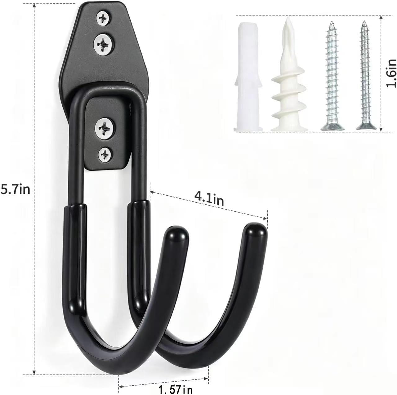 Hose Hanger Wall Mount 2 Pack,Heavy Duty Hose Holder with Screws Metal Hose Hangers for Outside,Hose Rack Suitable for Garage,Garden and Yard,Black