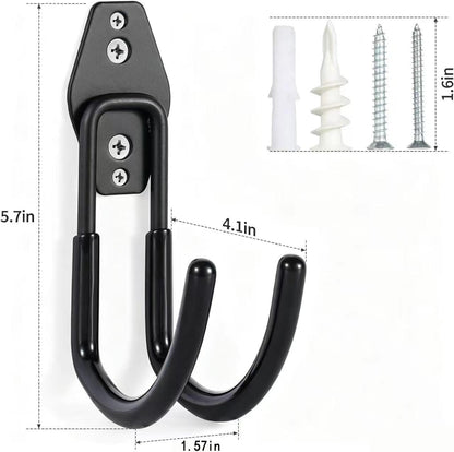 Hose Hanger Wall Mount 2 Pack,Heavy Duty Hose Holder with Screws Metal Hose Hangers for Outside,Hose Rack Suitable for Garage,Garden and Yard,Black