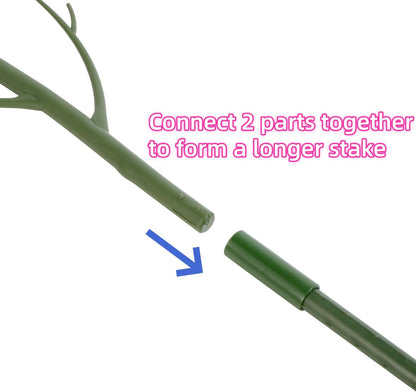 28 Inch Garden Plant Trellis for Indoor Plants, 6 Pack Plastic Trellis Support Stakes for Climbing Plants or Houseplants, Branch Shaped, Green