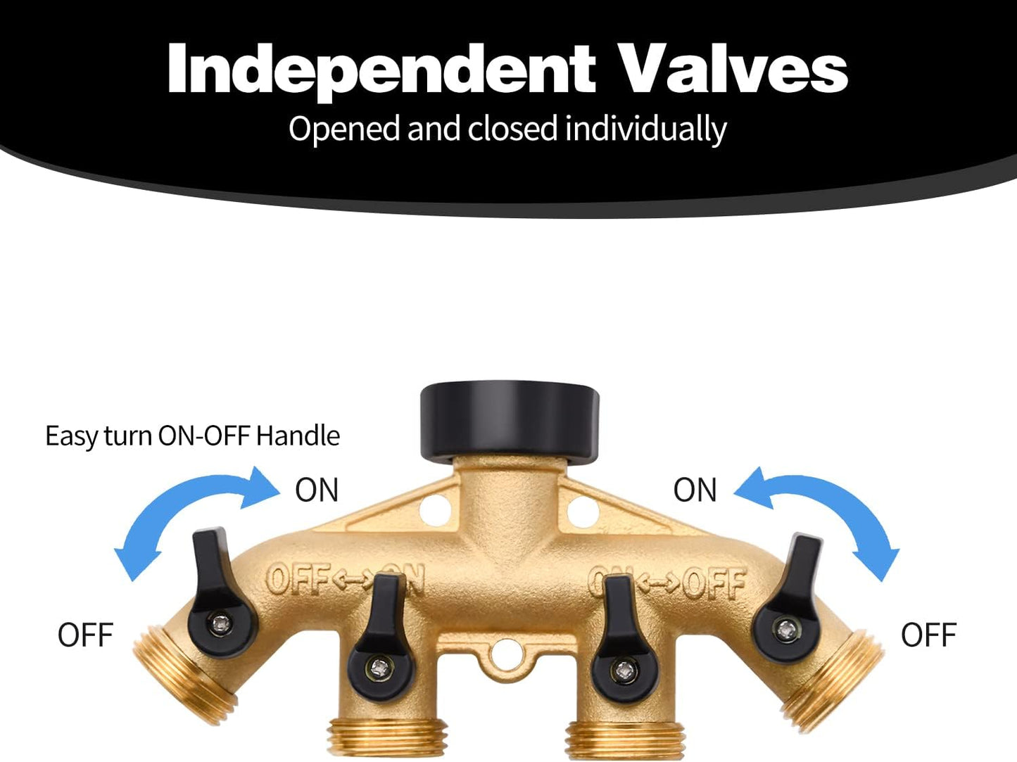 1/2/4 Pack 2 Way Hose Splitter, for 3/4" Hose Connector, with Rubber Washers & Tapes | for 3/4" Hose Connector