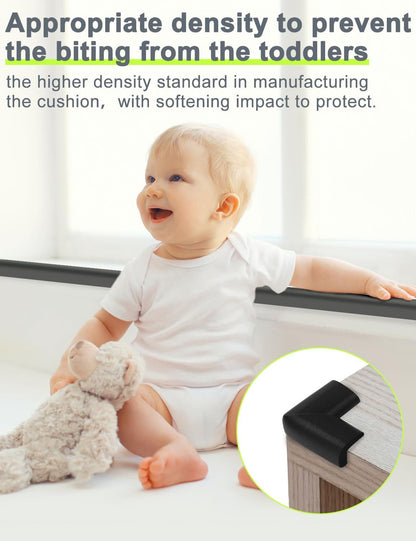 Foam Corner Protector Edge and Corner Guard, with 12.5 feet Length Foam Safety Bumpers, Baby Proofing Safety Table Corner Protectors (Coffee 12.5ft)