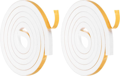 MECCANIXITY Weather Door Seal Strip Tape, Door Insulation Stripping Single Side Strong Self Adhesive Foam Tape Gap Filler for Door, Window, 1/4 Inch x 1/16 Inch x 32 Feet White 2 Pack