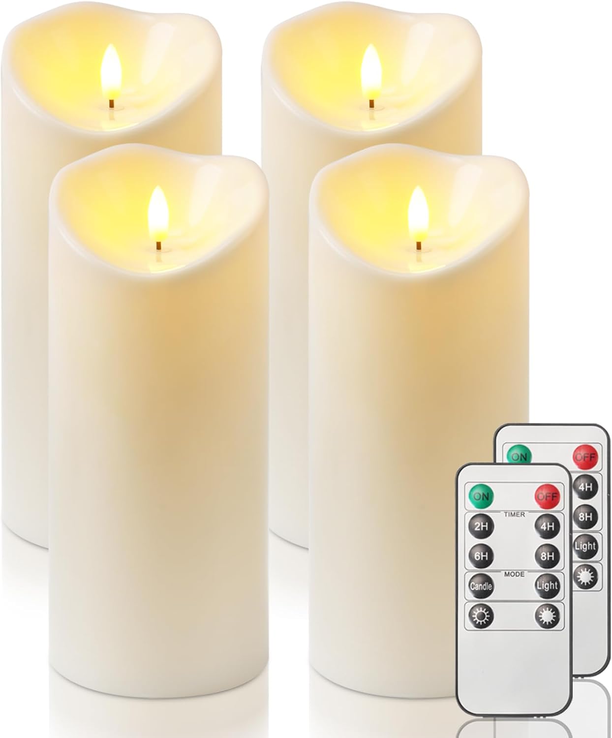 Homemory Dripping Wax Flameless Candles, Battery Operated Candles with Remote Control and Timers, LED Pillar Candles, Electric Fake Candles, 3" x 6", Set of 2