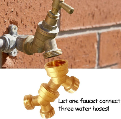 Uenede 2PCS Garden Hose Splitter Brass 3/4" GHT Thread Heavy Duty 2 Way Y Connector with Washers Garden Hose Adapter for Backyard Water Tap, Outlet, & Spigot
