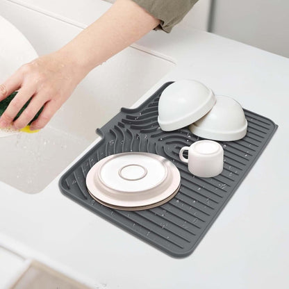GUUKIN Sponge Holder for Kitchen Sink, Sink Caddy and Soap Tray | 10x4 inch Kitchen Sink Organizer | Compatible with Scrub Daddy, Kitchen Sink Accessories (Grey)