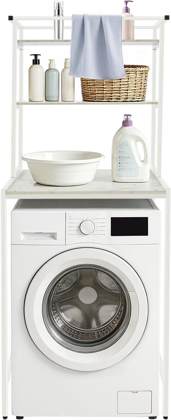 Over Washer and Dryer Shelves,3-Tier Bathroom Organizer Rack,Washing Machine Storage Shelf for Laundry Room