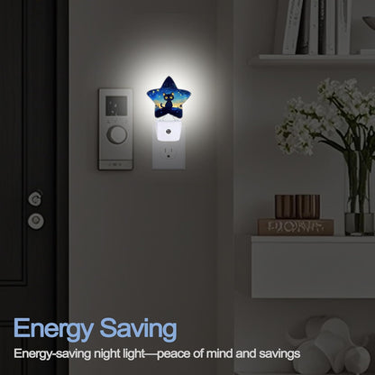 Lavender Butterfly Nightlight,Summer Flowers Star Night Lights Plug into Wall Decorations for Bedroom Bathroom,Dusk to Dawn Sensor Kitchen Hallway Stairs Energy Efficient Desk Lamp