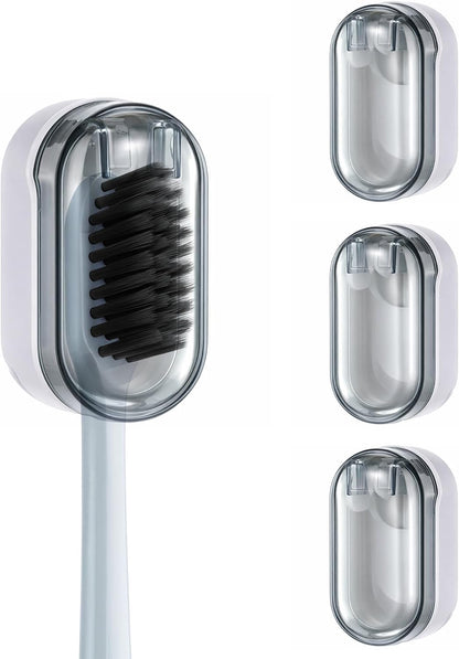 3 Pack Wall Mounted Toothbrush Holder with Cover for Bathrooms | Tooth Brush Holder for Travel and Home, Tooth Brush Hanger Rack, No Drill Toothbrushes Organizer for Manual/Electric