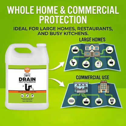Nature’s Dome Drain Fly Killer Gel | Kills & Prevents Drain Flies & Fruit Flies | Natural Plant-Based Fly Killer Treatment Indoor for Sinks & Pipes | Safe for Septic Systems | 32 Oz
