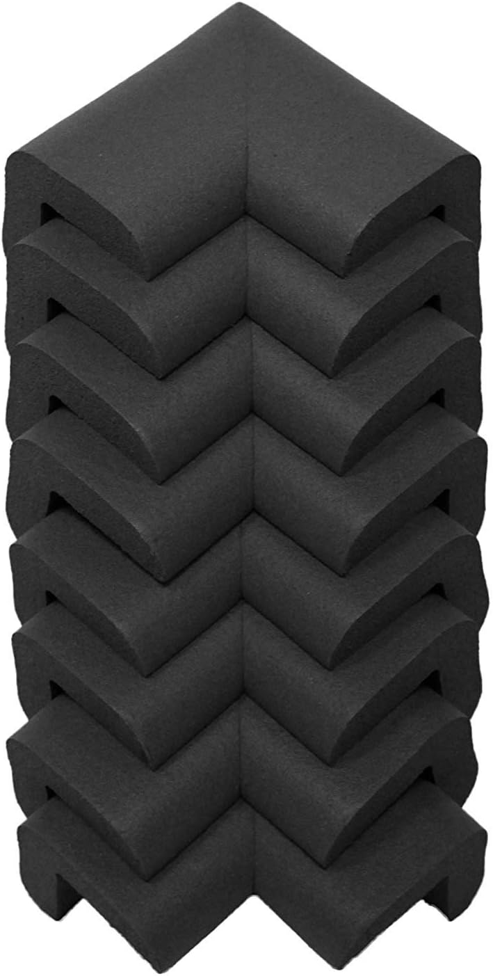 KidKusion 4-Piece Safety Corner Cushion, Black, Child Proofing Corner Guard, Made in USA, Child Safety, Home Furniture Safety Bumper, Baby Proof Table Protector, 4 Count (Pack of 1)