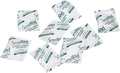 SMELLRID Activated Charcoal Odor Remover That Works [100 Pack] - Mini 5g (2” x 2”) Pack Treats 2 Sq. Ft.- Premium Natural Odor & Dampness Absorber Safeguard Stored/Shipped Items