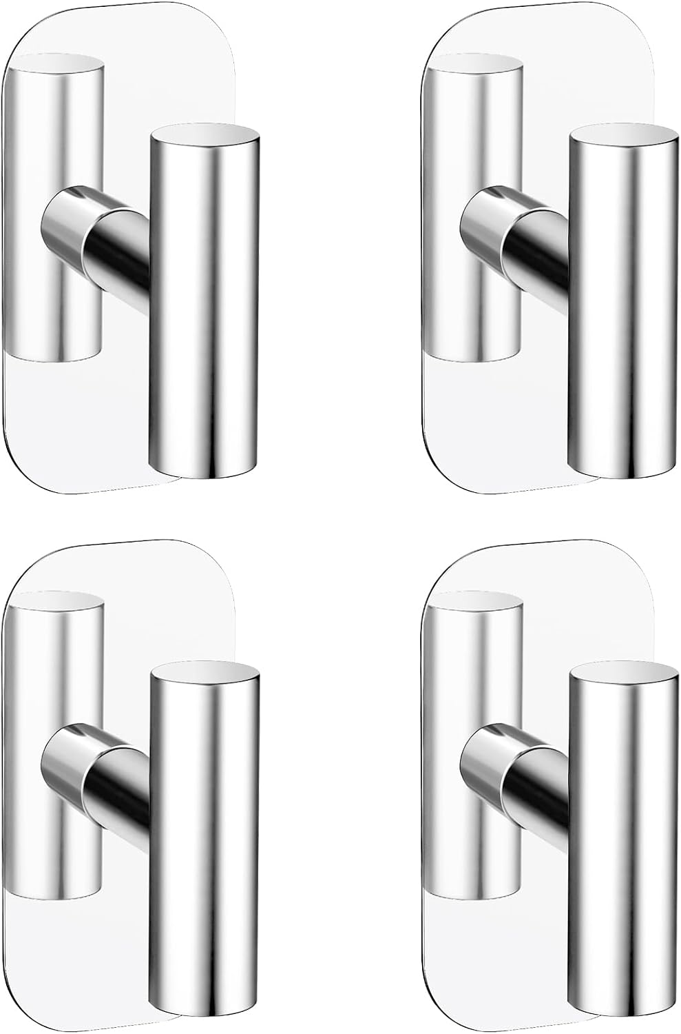 Adhesive Towel Hooks for Shower,Waterproof Heavy Duty Bathroom Hooks,Wall Mounted Sticky Hangers for Coats/Aprons/Robes,No Drilling(Black,2 Pack)
