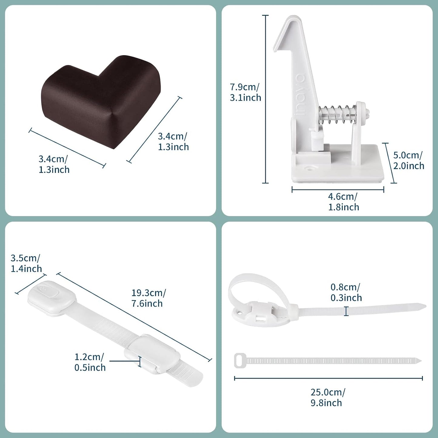 Inaya Complete Baby Proofing Kit - Child Safety Hidden Locks for Cabinets & Drawers, Adjustable Safety Latches, Corner Guards and Outlet Covers - Baby Proof Pack to Keep Your Child Safe at Home