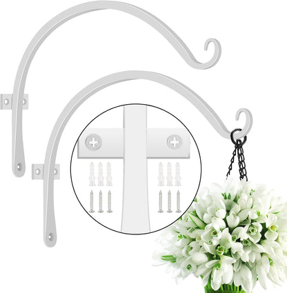 FEED GARDEN Heavy Duty Plant Hangers Outdoor Indoor, 8 Inch 2 Pack Metal Hanging Bracket Holds Up to 44 lbs, Wall Brackets for Hanging Baskets, Bird Feeders,Wind Chime& Lanterns, Black