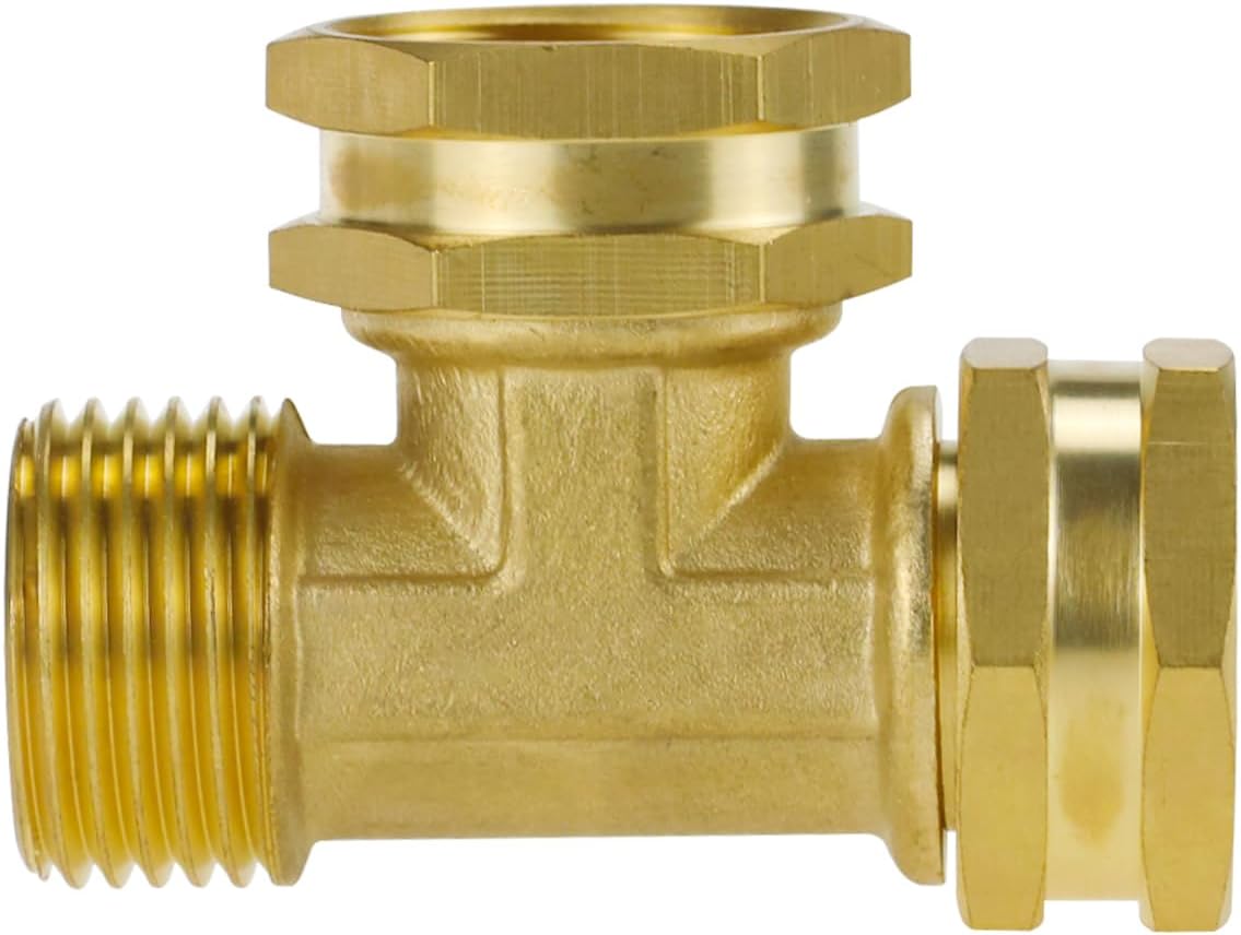 Angry Pony Garden Hose Tee,GHT 3/4 Female x Female x Male Hose Tee for Lawn | for Irrigation/Sprinkler/Patio and Outdoor Watering,2 Way,Heavy-duty Brass,Standard Thread,Wide Flow,Quick Connect,Leakproof