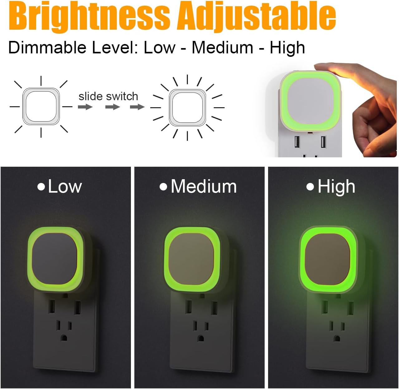 YUNLEX 2 Pack Red Night Light with Dusk to Dawn Sensor, Eye-Care Reflected Glow, 0% Blue Light True Red LED, 3-Level Brightness, Auto On/Off, Plug-in Nightlight for Sleep, Kids, Bedroom, Bathroom