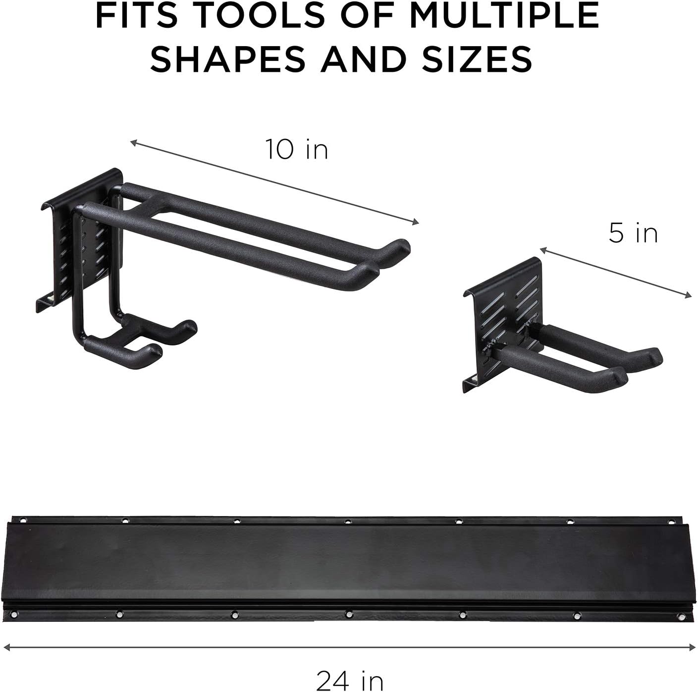 Tool Storage Rack, 8 Piece Garage Organizer, Metal, Wall mounted, Holder for Broom, Mop, Rake Shovel & Tools!